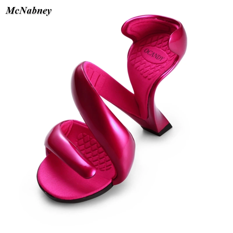 

Snake Winding Shaped Sandals Bottomless Strange Novelty Round Open Toe High Heels Unique Style Woman Party Dress Summer Shoe