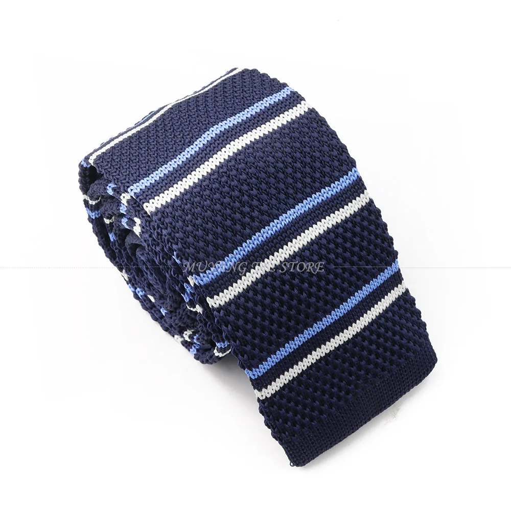 Men's Embroidered Striped Knit Slim Necktie – Stylish Designer Cravat