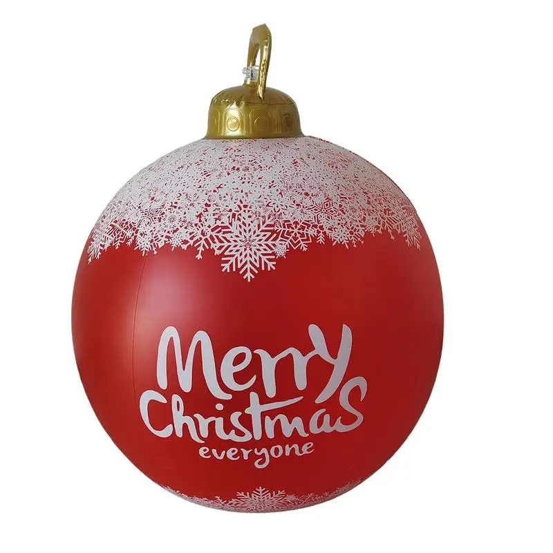

24 Inch Large Outdoor Christmas PVC Inflatable Ball Giant Blow up Ball Decorations Reusable Santa Snowman Inflatables Ball Decor
