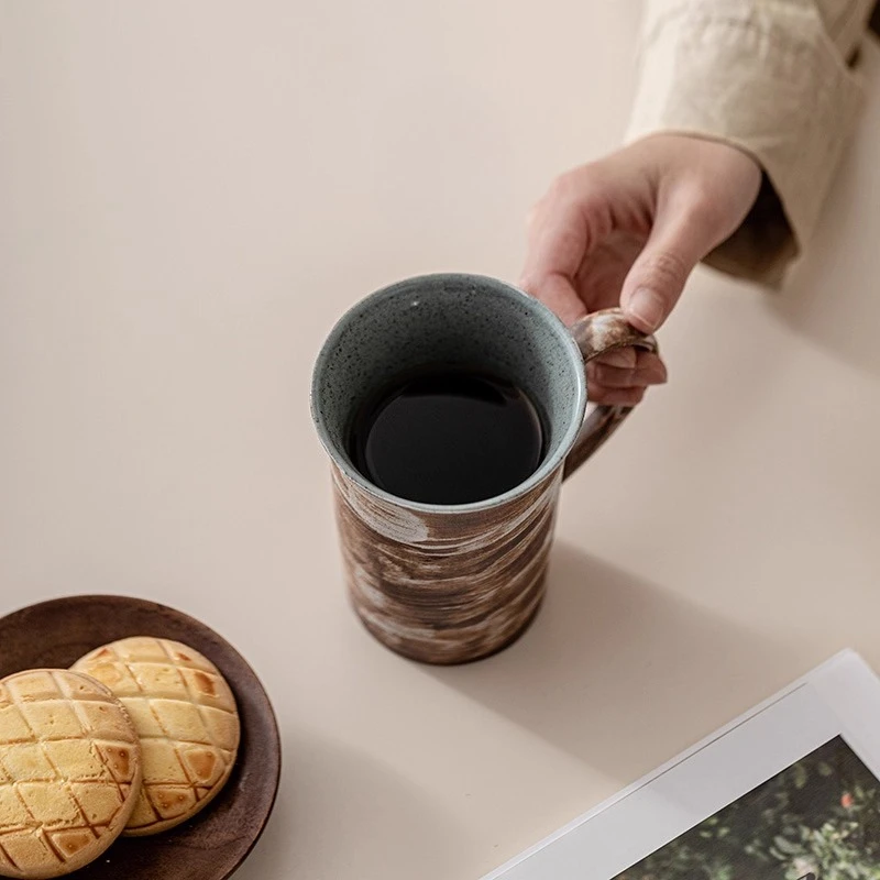 Handcrafted Vintage Oversized Stoneware Coffee Mug – Rustic Farmhouse Ceramic Cup