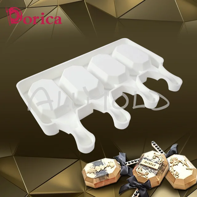 Nyolcszög Alakú Szilikon Fagylalt Penész 4 Lyuk Popsicle Cube Maker Csokoládétálca Otthoni Kert - Image 5