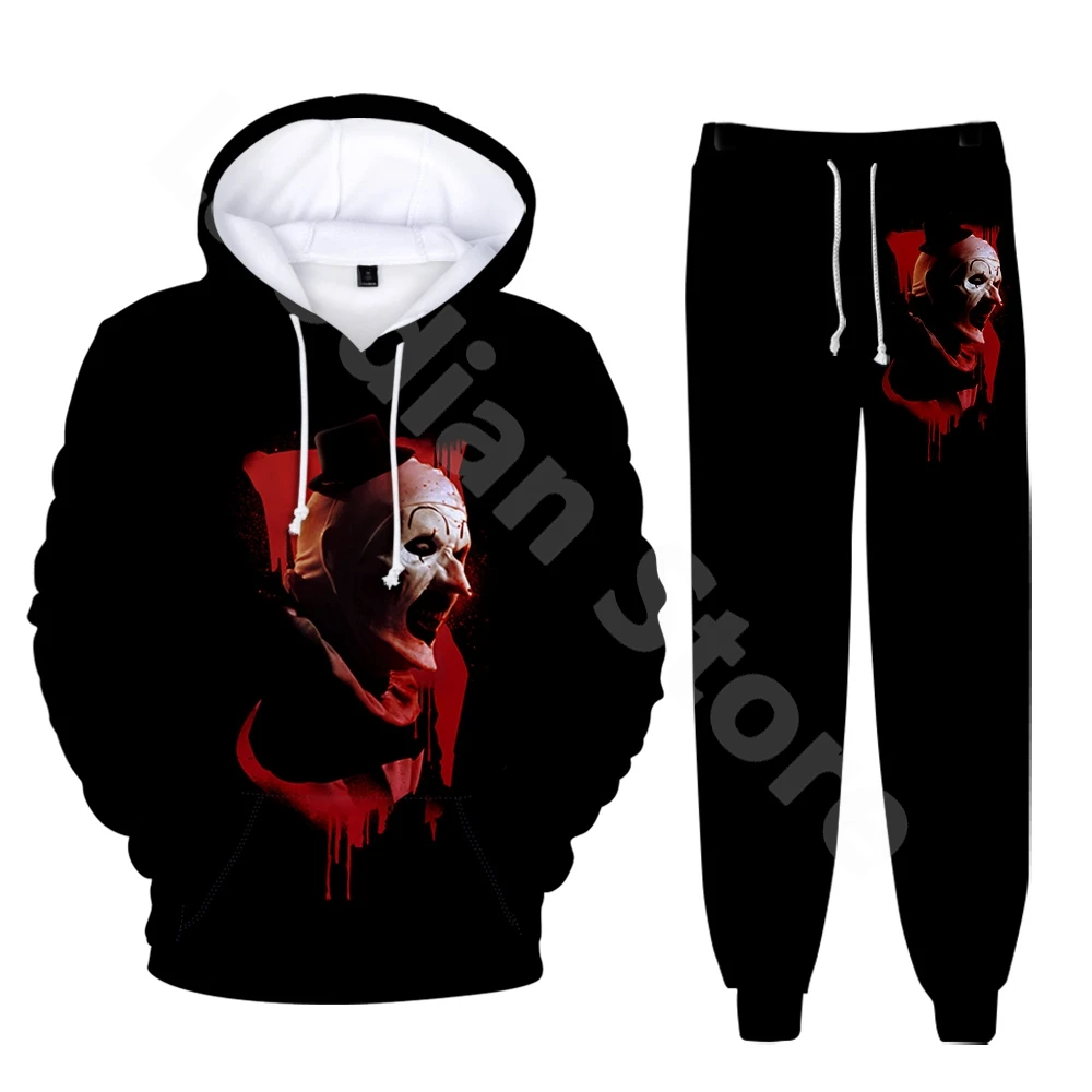 Terrifier 3 Movie Sweatsuit Casual Fashion Hoodie Jogger Pants Two Piece Suit Cosplay 3D Sweatshirts+Sweatpants 2 Pieces Sets 4