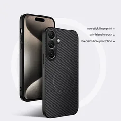 Magnetic Carbon Fiber Phone Case - Galaxy A37 (Black)