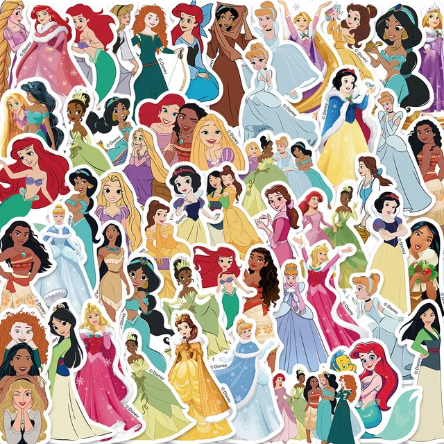 Pegatinas de princesa Disney para niños, calcomanías de dibujos animados de  Frozen, Blancanieves, 10/30/50/