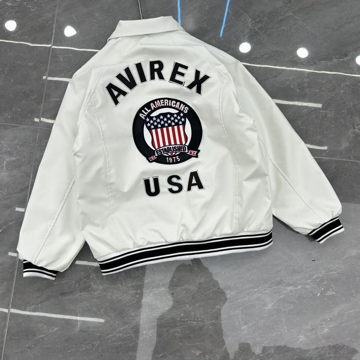 Close-up of collar and front closure details