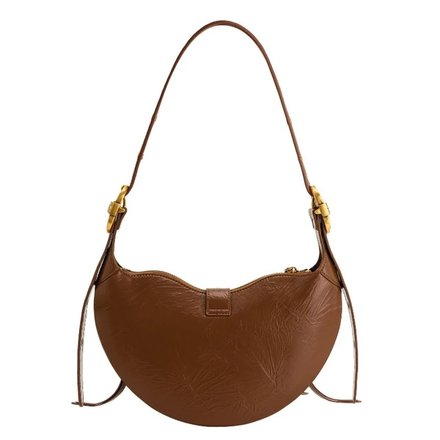 JW PEI waxed leather dumpling shoulder bag large capacity crossbody bag retro motorcycle style handbag suitable for daily travel 6