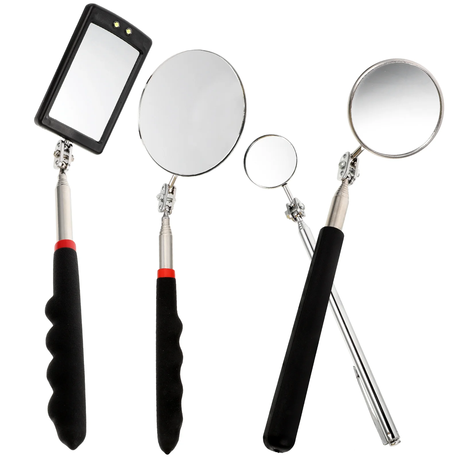 

4 Pcs Telescopic Inspection Mirror A Stick Mirrors Flexible Telescoping LED Retractable Adjustable Extendable