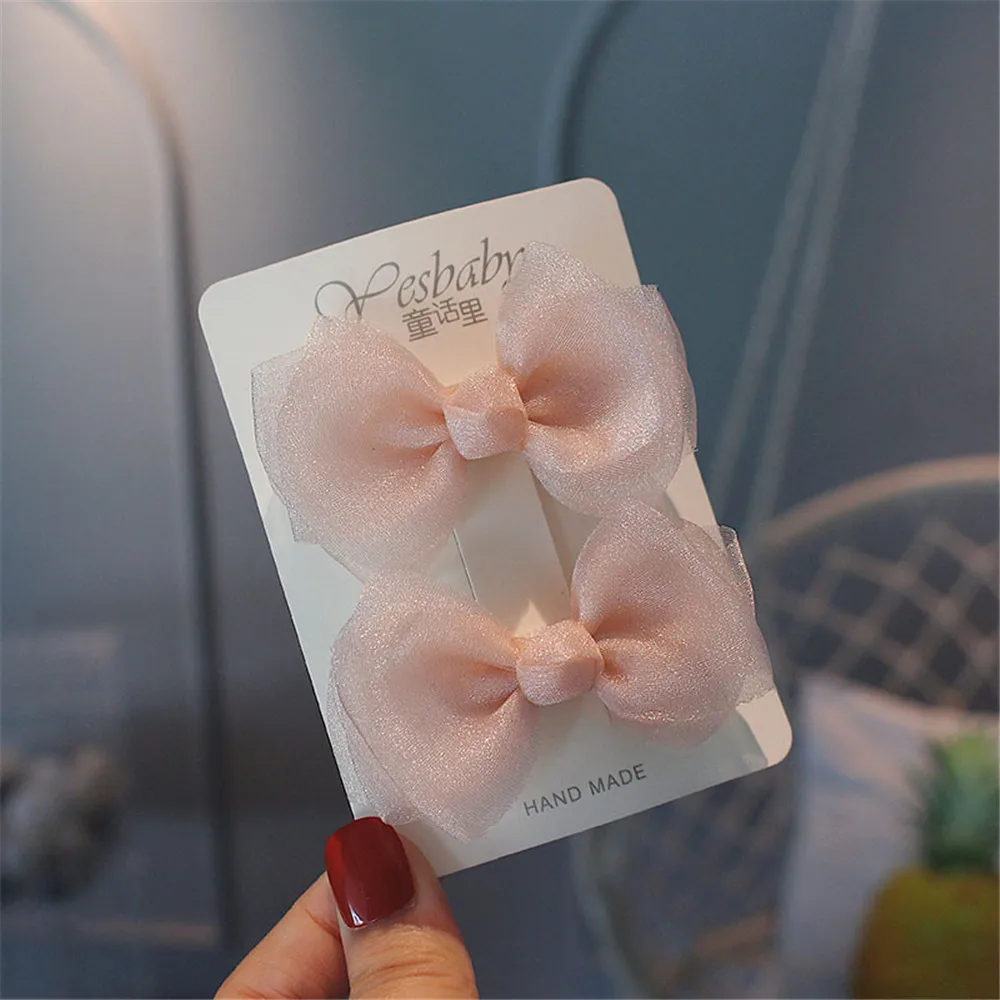 Sweet Solid Color Bows Hair Clip For Kids Girls Handmade Hairpins Barrettes Headwear Fashion Cute Princess Hairpin Birthday Gift