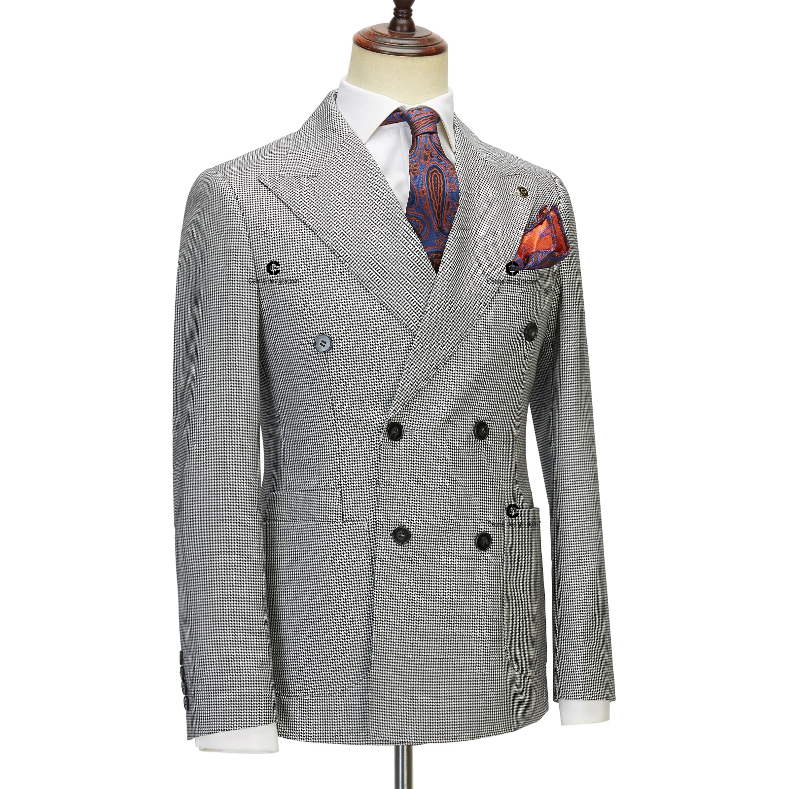 Cenne Des Graoom New Elegant Suits for Men Double Breasted 6 Button Jacket and Pants 2 Pcs Set Slim Fit Classic Business Formal 3