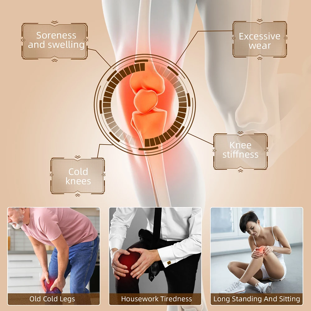 Heated Knee Massager Hot Compress Vibration Pad Shoulder Elbow Rechargeable Knee Protection Support Brace Health Care