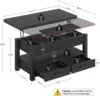 Coffee Table Lift Top, Drawers and Hidden Compartment, Coffee Table Dining Table for Living Room, Home Office,Black 3