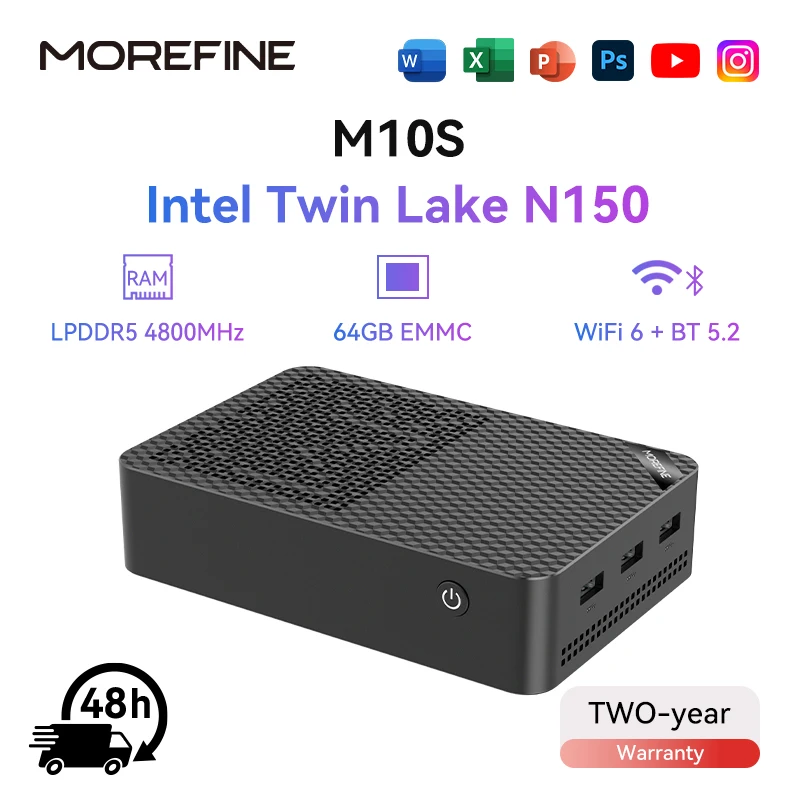 MOREFINE M10S Mini pc N150 (up to 3.6GHz)12GB DDR5 RAM 16TB M.2