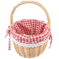 Zerodeko Little Red Riding Hood Basket Hand Woven Picnic Bag Gift Basket Wicker Storage Basket Linen Inner Basket Storage 1