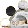 2 in 1 Plush Donut Cuddler Nest Warm Soft Calming Dog Cat Nest Puppy Bed with Cozy Sponge Non-Slip Bottom for pet Small cat Dogs 6