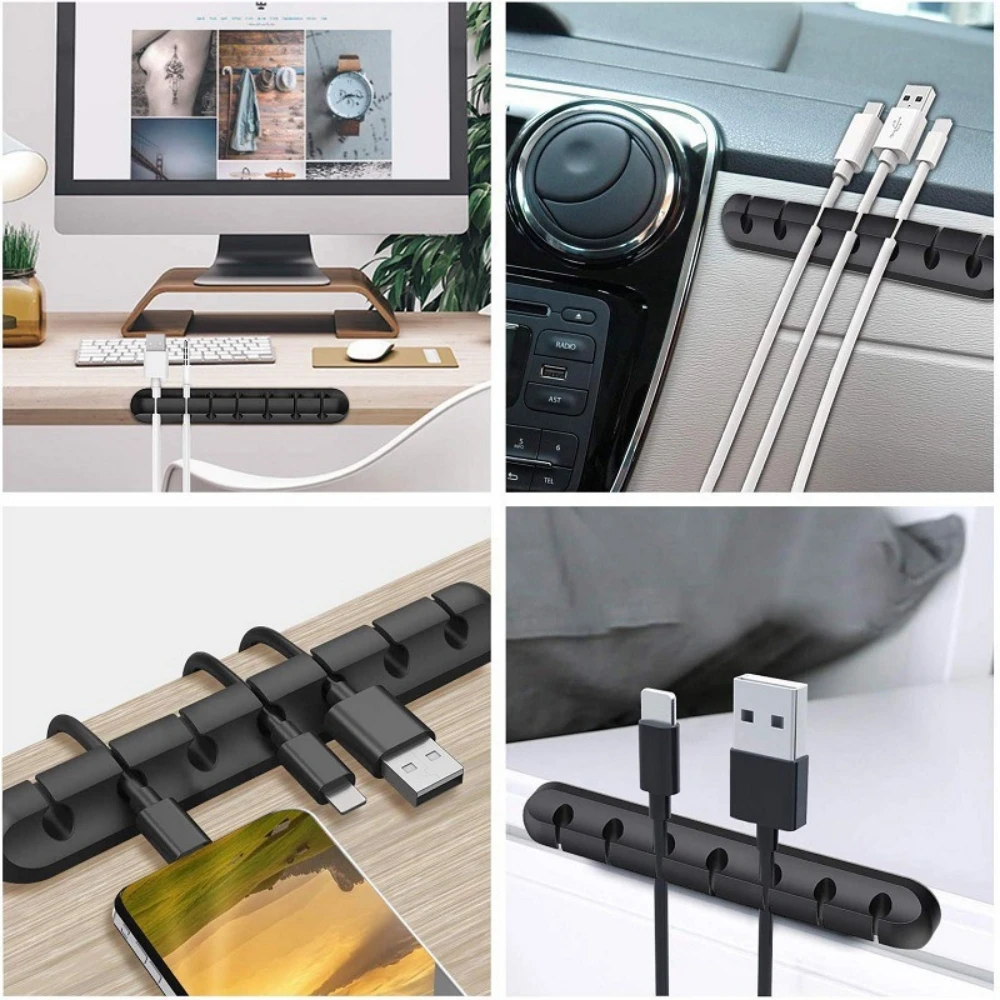 Cable Organizer Silicone USB Cable Winder Desktop Tidy Management Clips Cable Holder for Mouse Headphone Wire Organizer