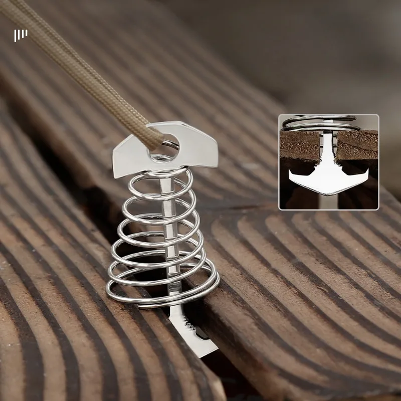 Outdoor Camping Tent Deck Nails Anti-trip Tent Fishbone Floor Nails Spring Buckle Stainless Steel Wind Rope Buckle camping tent accessories camping tent fasteners