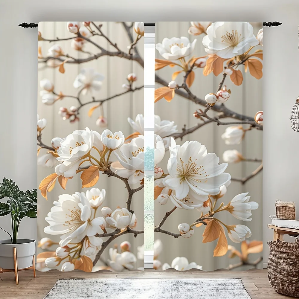 Vintage Peach Floral Curtain Set 3