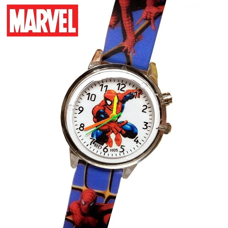 

Marvel For Children Watch Spider Man Avengers Cartoon Quartz Wristwatch Silicone Band Light Boy Girl Kids Student Reloj Infantil