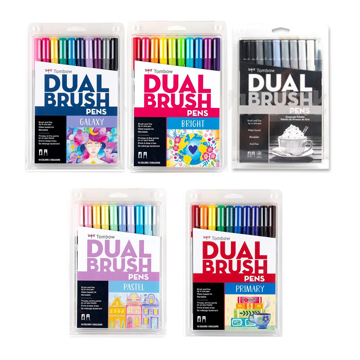 Dual Brush Pen Art Markers 10-Pack, Pastel, Brush Markers