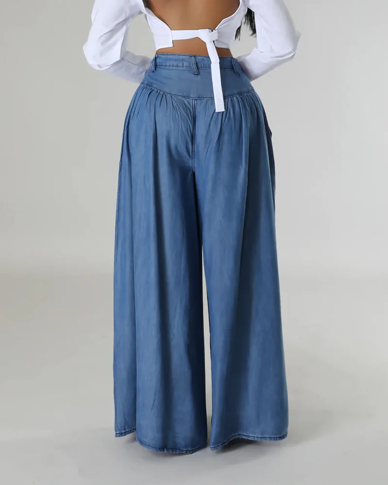 Women Wide Leg Flared Pants 2024 New Y2k Casual Solid color long wide leg flared pants High waisted jeans