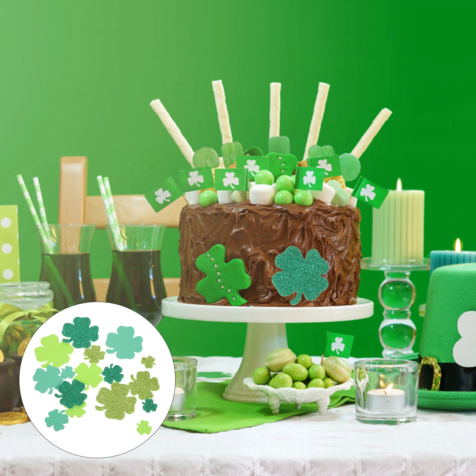 

500 Pcs Four Leaf Sticker Adhesive Shamrock Stickers for Patrick's Day Child