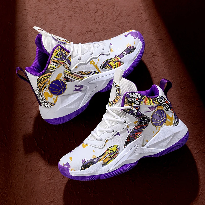 أحذية كرة السلة العصرية للأطفال أحذية رياضية عالية الجودة للأطفال أحذية رياضية كاجوال محمية بالكاحل ومضادة للانزلاق ومدربي الصالة الرياضية للأولاد