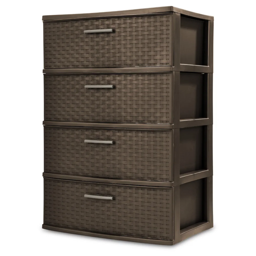 

Storage Organizer Cabinets and Drawers 4 Drawer Wide Weave Tower Free Shipping Chest of Drawers Organizer for Underwear Bedroom