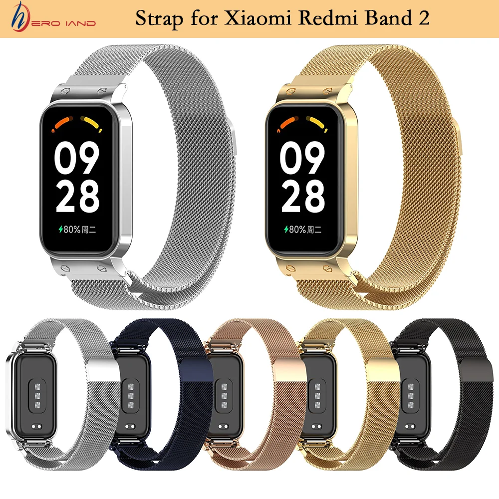 

Heroland For Xiaomi Redmi Band 2 18MM Milanese Strap+Metal Protector Case Loop Bracelet For Redmi Band2 Smart Watch Accessory