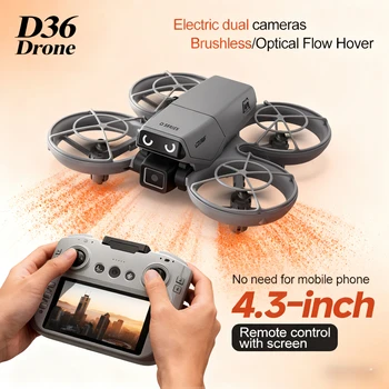 Mini Drone Aereo D36 con Controllo su Schermo, Eliche Completamente Chiuse, Sensori di Evitamento Ostacoli a Quattro Direzioni, Illuminazione LED