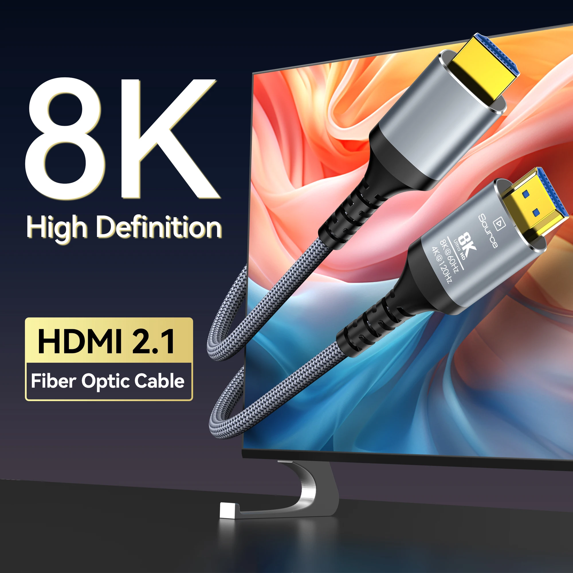 CSL - 10m Cavo HDMI 8k / 4k 2.1/2.0-8K @ 60Hz 4K @ 120Hz con DSC - 48 Gbit