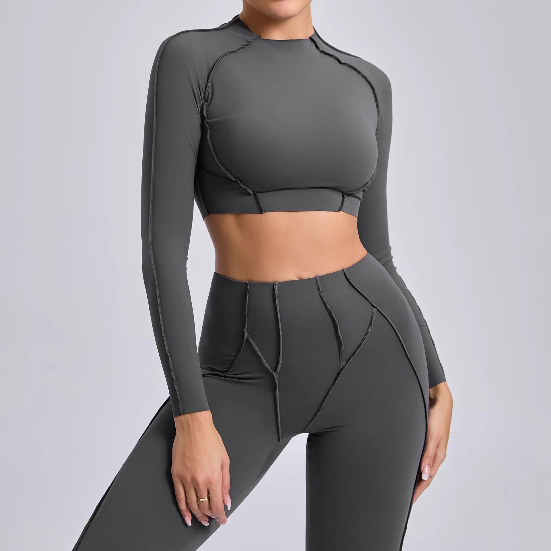 Sports T Shirt Seamless Yoga Shirts Women Quick-drying Long-Sleeved Dance Running Workout Gym Tops