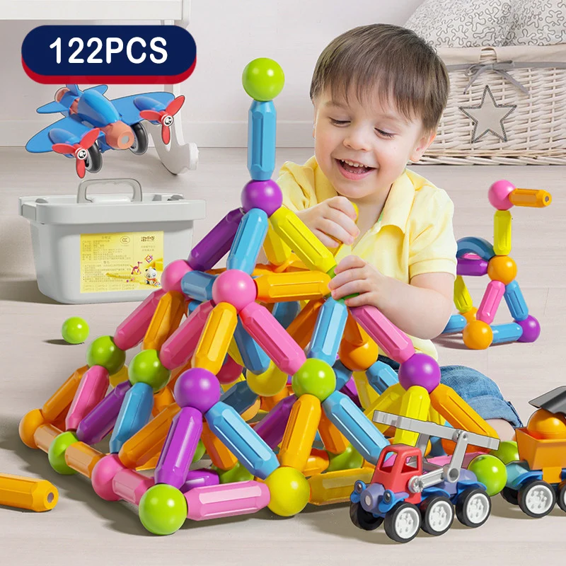 Magnetic Constructor Blocks Set Toys for Kids Magnet Stick Rod Building Blocks Montessori Educational Toys For Children Gift Magnetic Building Blocks Magnetic Assembly Toy