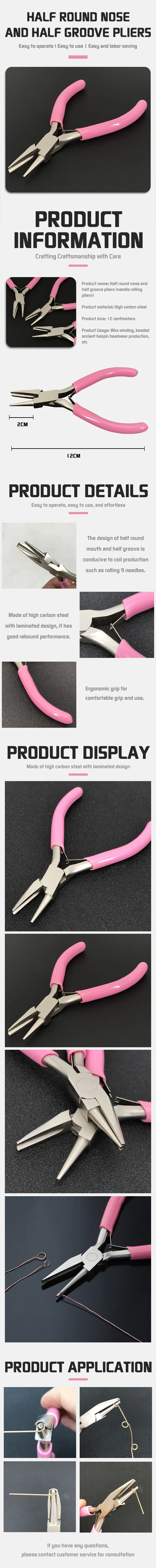 Takı yapımı için yuvarlak konkav tasarımlı Mini 5 inç tel döngü pense sergileniyor