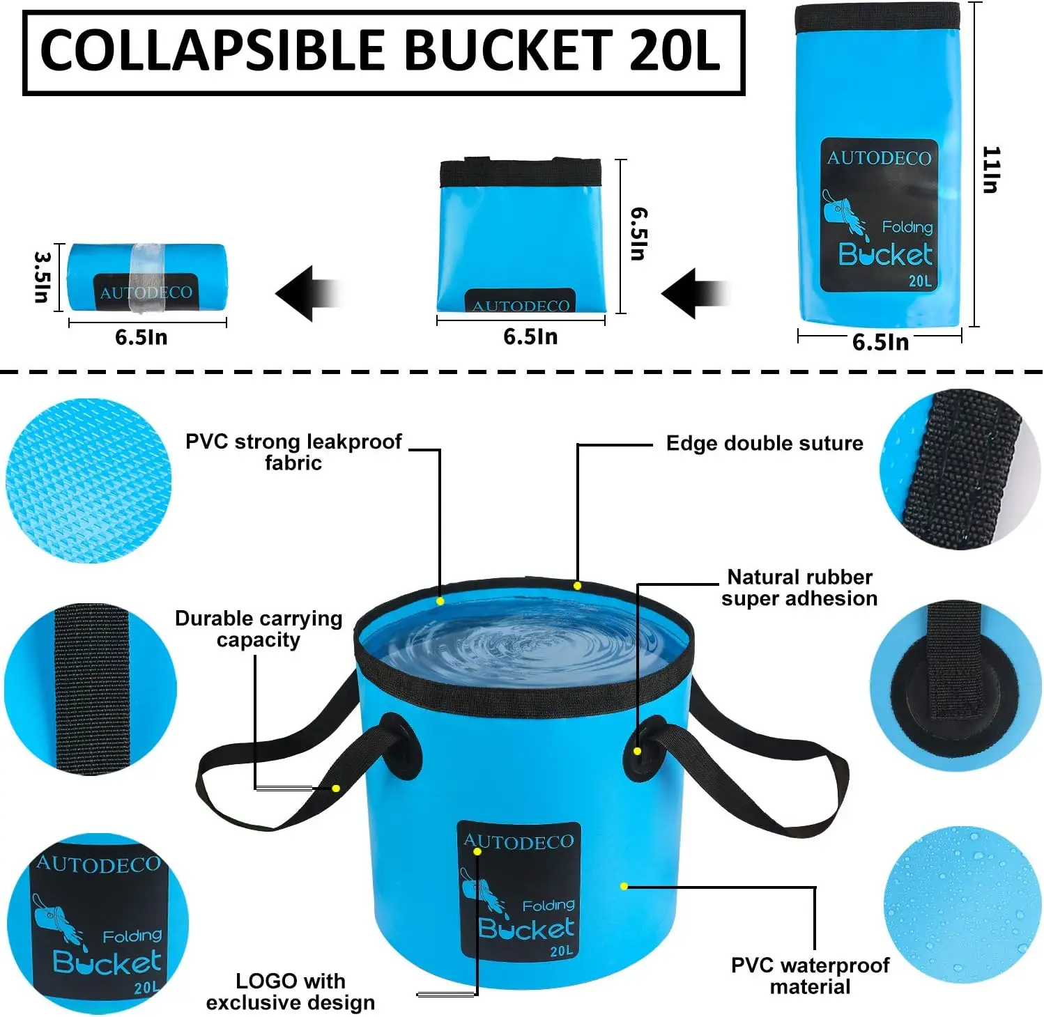 AUTODECO 42Pcs Car Wash Detailing Kit Cleaning Kits with Foam Gun Sprayer Wash Brush with Long Handle Collapsible Bucket 4