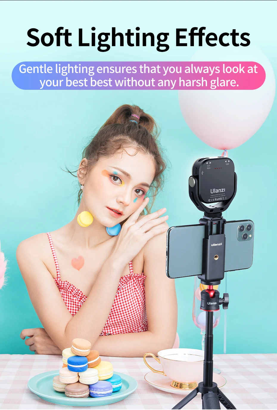 VL66 RGB Video Light 2500-6500K CCT 360° Rotatable 2000mAh Full Light with 1/4 S