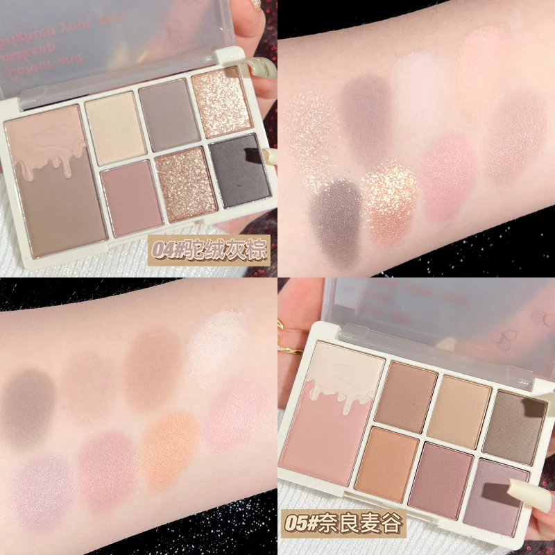 Eye Shadow Eye Shadow Plate Glitter 7 Colors Eyeshadow Palette Matte Shimmer Soft Touch Long Lasting Waterproof Pigmented Brighten Eyes Makeup Cosmetics