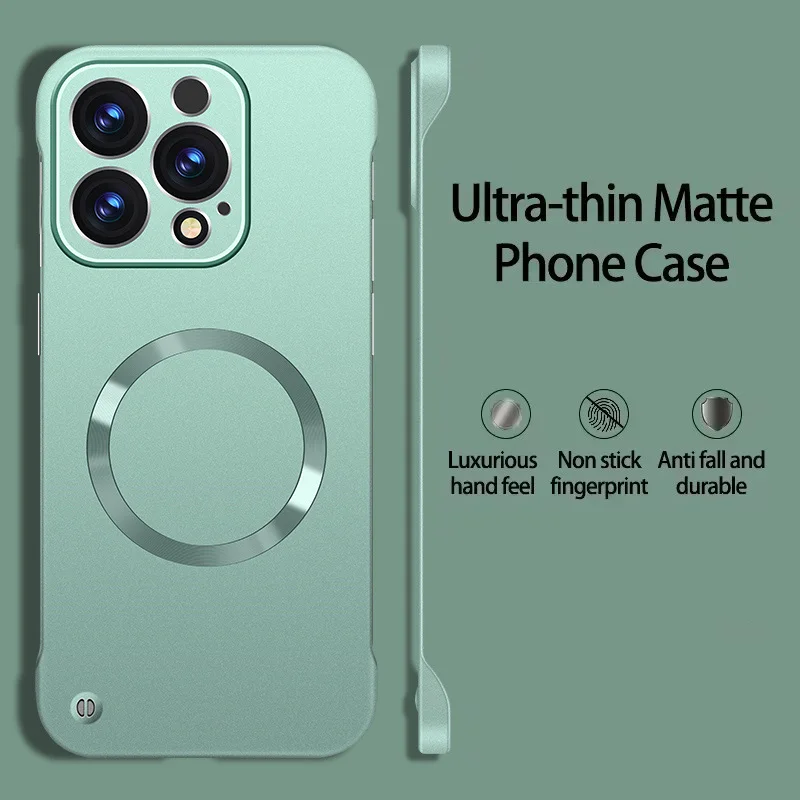 Ultra Slim Metallic Paint Frameless Magnetic Case with Wireless Charging Compatibility