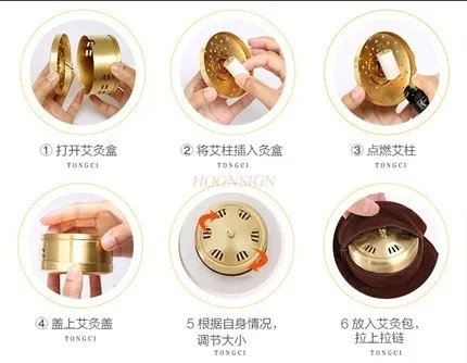 Pure copper portable moxibustion household moxibustion box instrument warm fumigation instrument Aizhu whole body