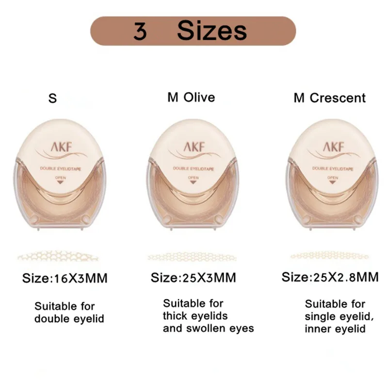 Double fold eyelid tape A K F natural invisible double eyelid tape stickers fiber instant eyelid lift paste bigger eyes beauty tool