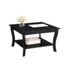 Heritage Square Coffee Table in Black Finish，Two Spacious Tiers of Shelving 3