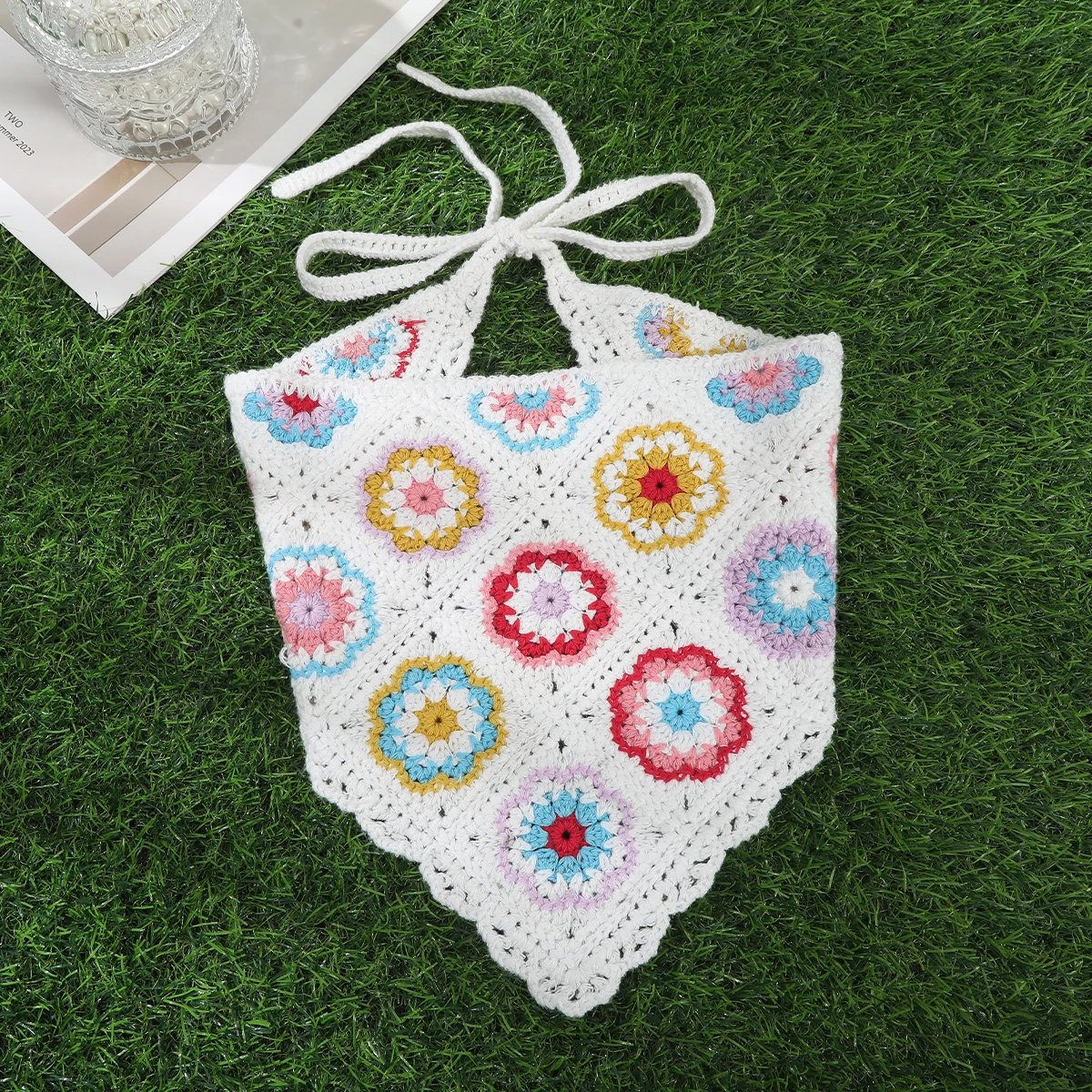 Women Bohemia Triangle Bandanas Turban Crochet Hair Scarf Hairband Knitted Headband Elastic Hair Band Headwrap Hair Accessories