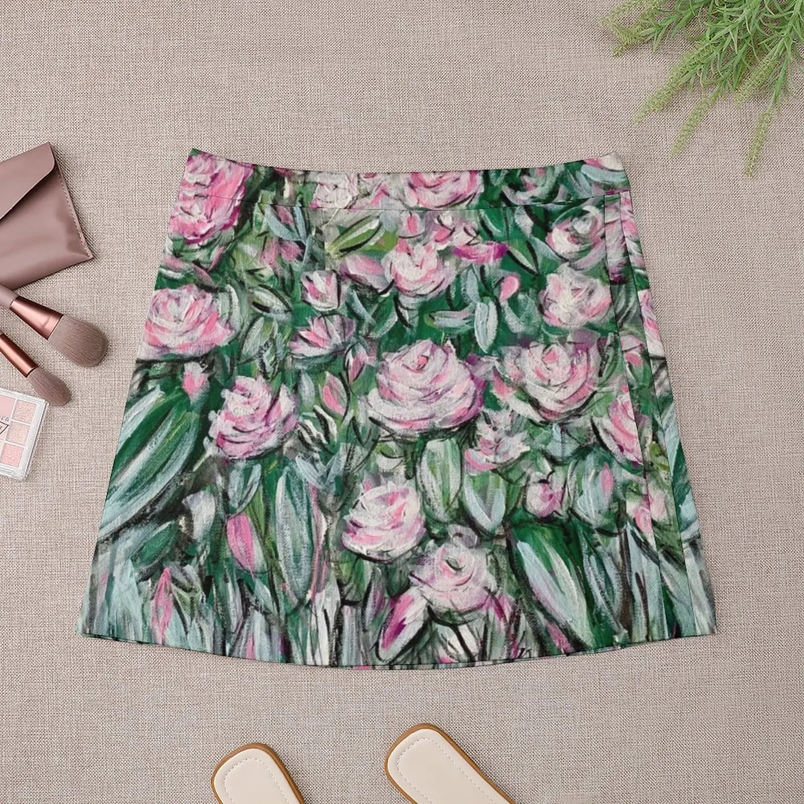 Pink Roses in the Garden Mini Skirt School skirt women's summer dress 2024 new in external clothes