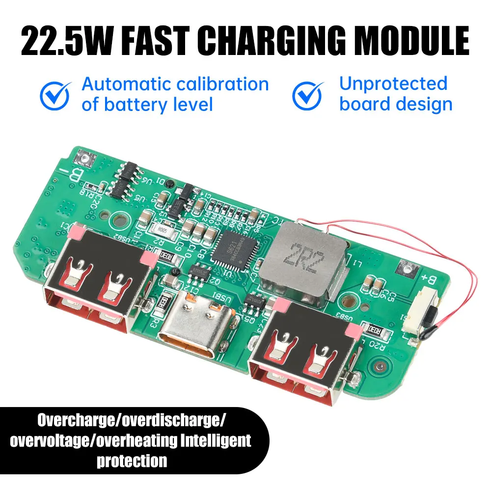 Modulo di ricarica rapida da 22,5 W Modulo Power Bank fai-da-te Scheda madre batteria al litio ternaria da 3,7 V Supporta PD/QC/SCP/VOOC - Image 5