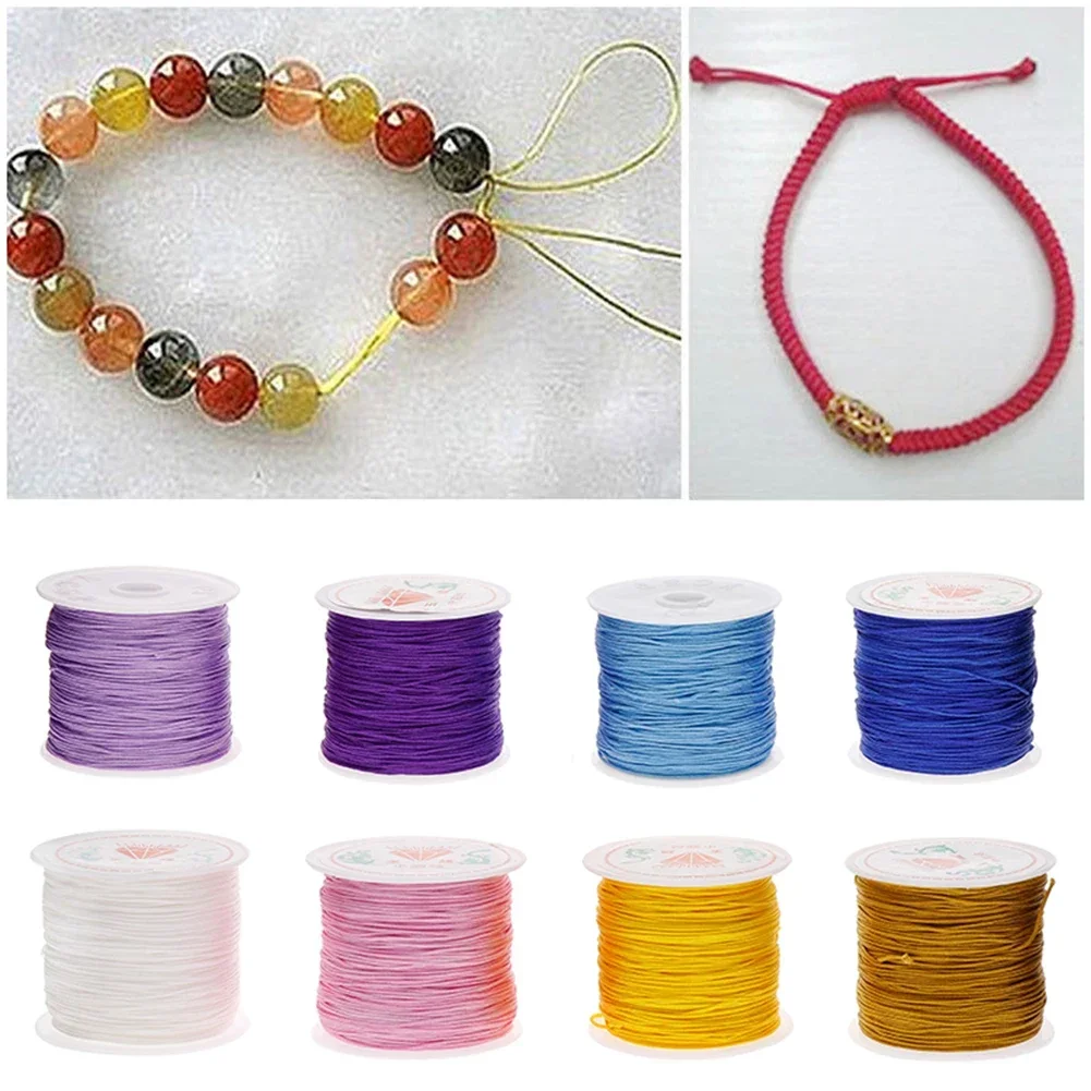 45M/Roll 0.8mm Jewelry Bead Thread Chinese Knot Macrame Cord DIY Bracelet Weaving Making Tassels Accessories