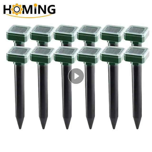 12 Csomag Kültéri Napenergia Ultrahangos Rezgéscsillapító Kígyócseppellel Mole Electronic Snake Repeller Kerti Udvari Farmhoz