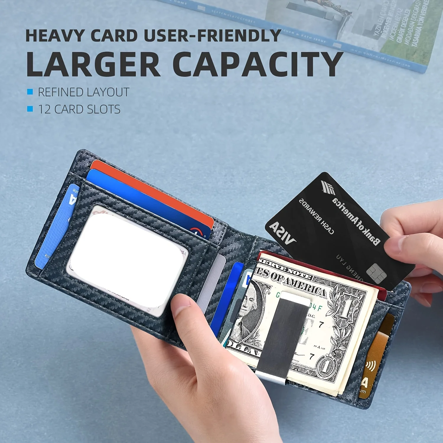 1pc Premium PU Leather Mens Slim Wallet - Stylish RFID Blocking Bifold with Money Clip - Secure Credit Card Holder for Ultimate 5