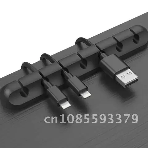 실리콘 케이블 정리함 USB 케이블 와인더, 데스크탑 깔끔한 관리 클립, 케이블 거치대, 마우스 헤드폰 와이어 정리함