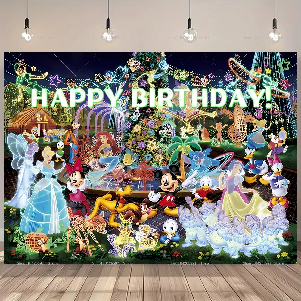 Disney Family Bucket Background Minnie Mickey Snow White Castle All Characters PhotographyBackground Vinyl Baby Show