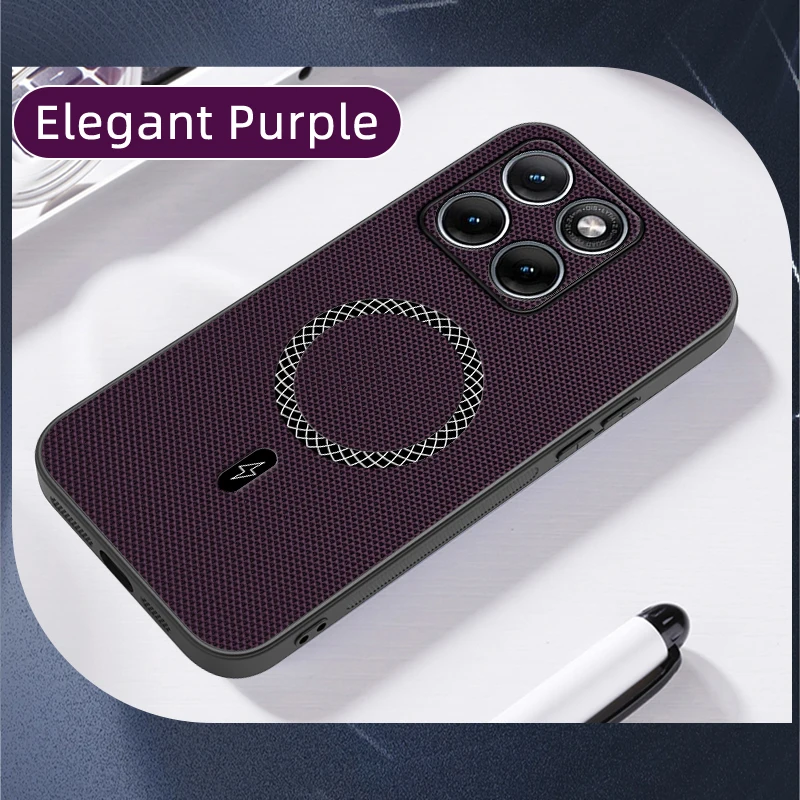 Magsafe Magnetic 3D Leather Texture Shockproof Case - Solid Color