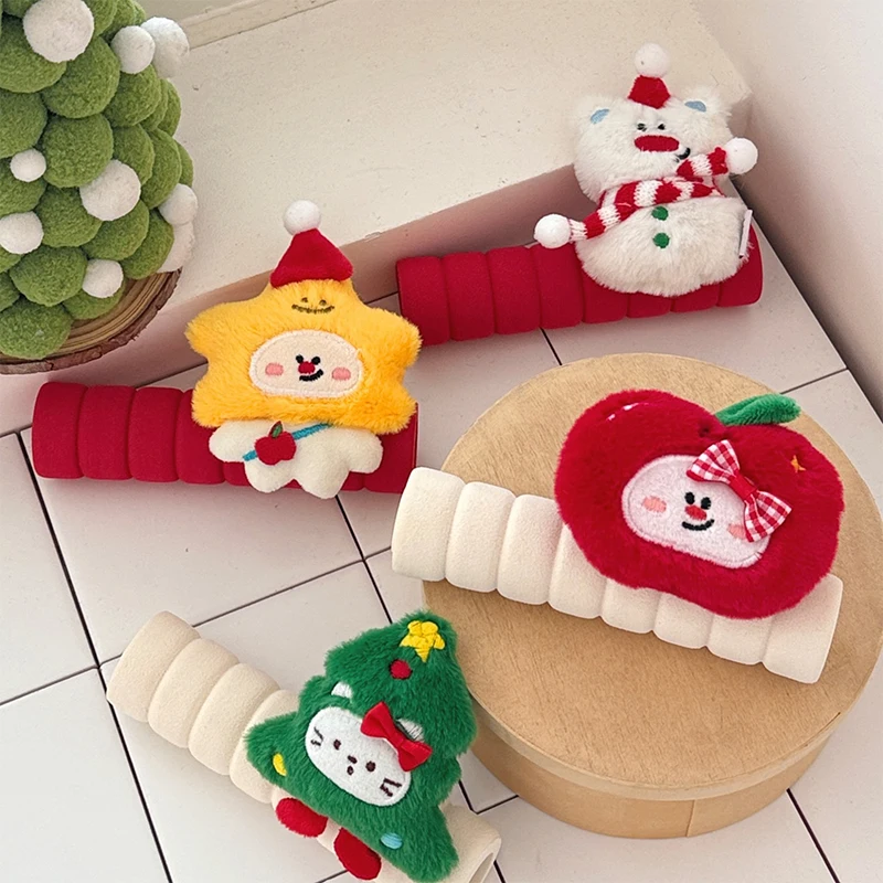 1pc Festival Santa Claus Xams Snowman Door Handle Sleeve Home Decoration Soft Fabric Christmas Door Knob Cover